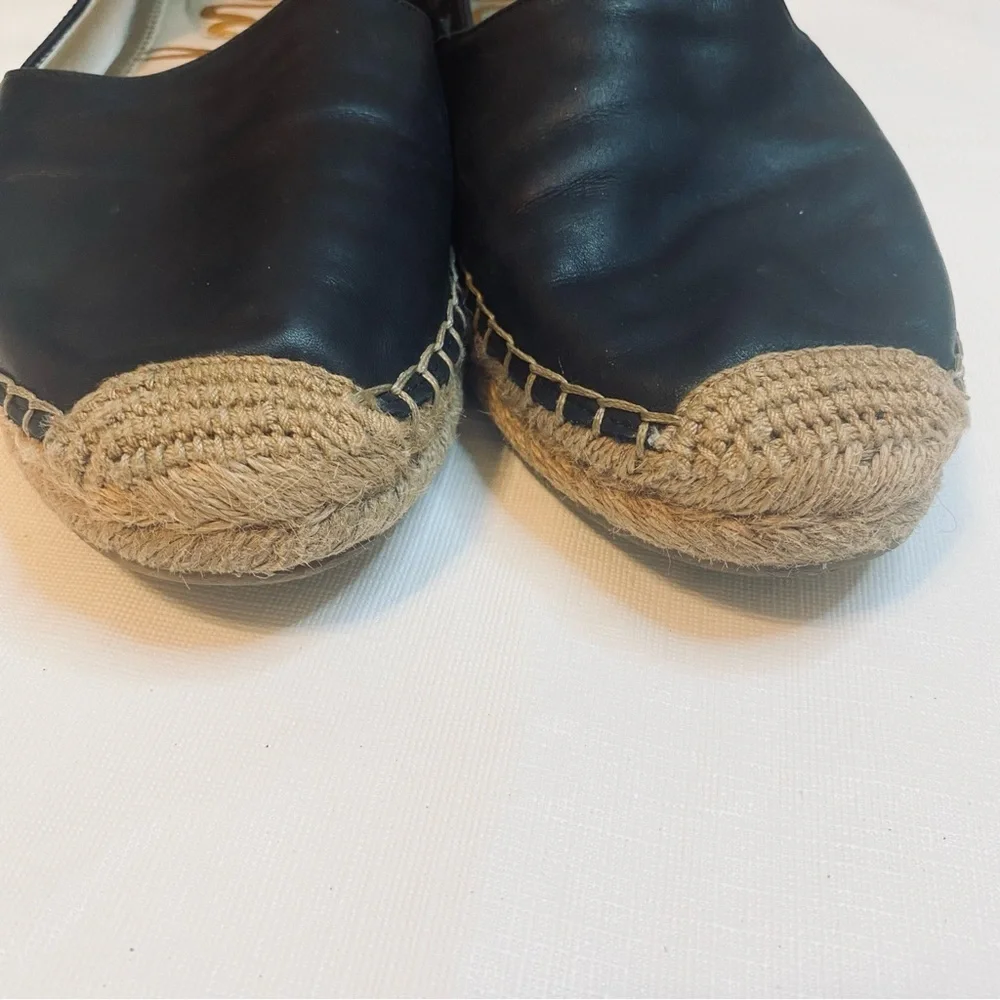 Sam Edelman Black Leather Espadrilles with Tan Accents